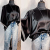 Simply Trendy Sequin Trim Satin Blouse