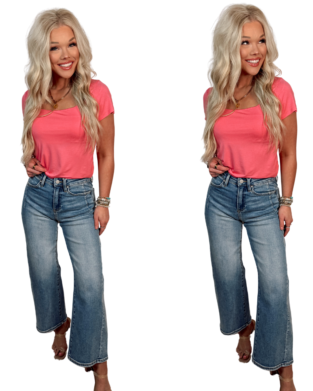 Clean Slate High Rise Cropped Slim Barrel / Wide Leg Jeans - Light Wash