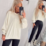 Simply Hooded Pullover- Cream