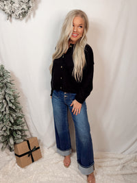 Cassie Classic Button Up Cardigan - Black