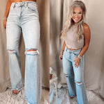 Hanna High Rise Wide Leg Distressed Jeans