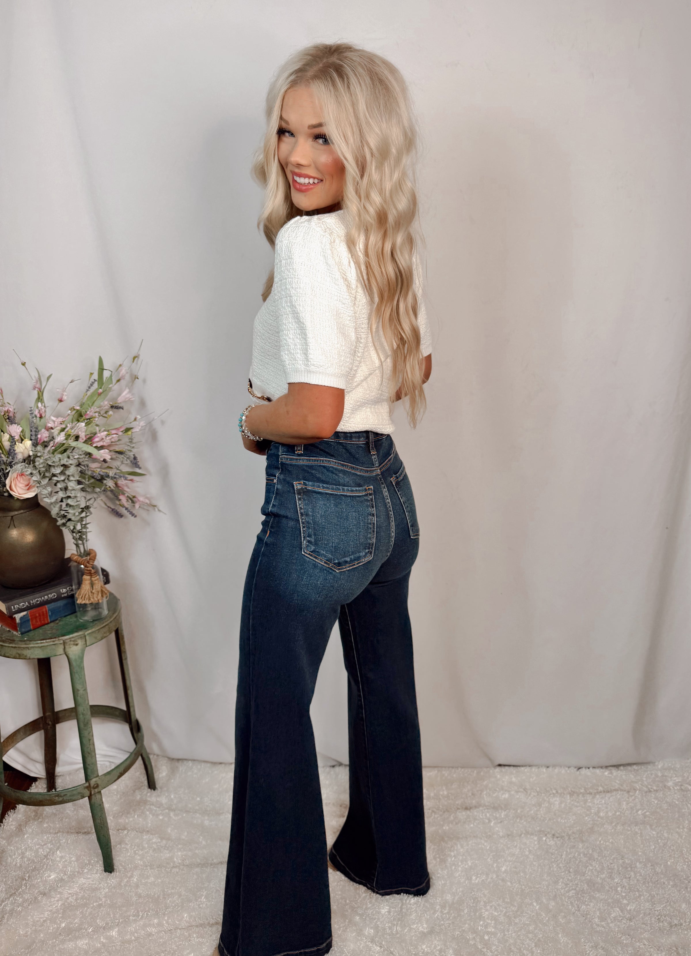 Downtown Drift High Rise Wide Leg Jeans - Dark Wash