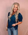 Ray Of Sunshine Ruffle Sleeve Blouse - Teal