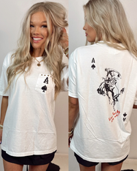 Lucky Ace Of Spades Studded Graphic Tee