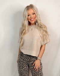 Coastal Cocoa Lightweight Knit Chic Everyday Staple Top in Oatmeal