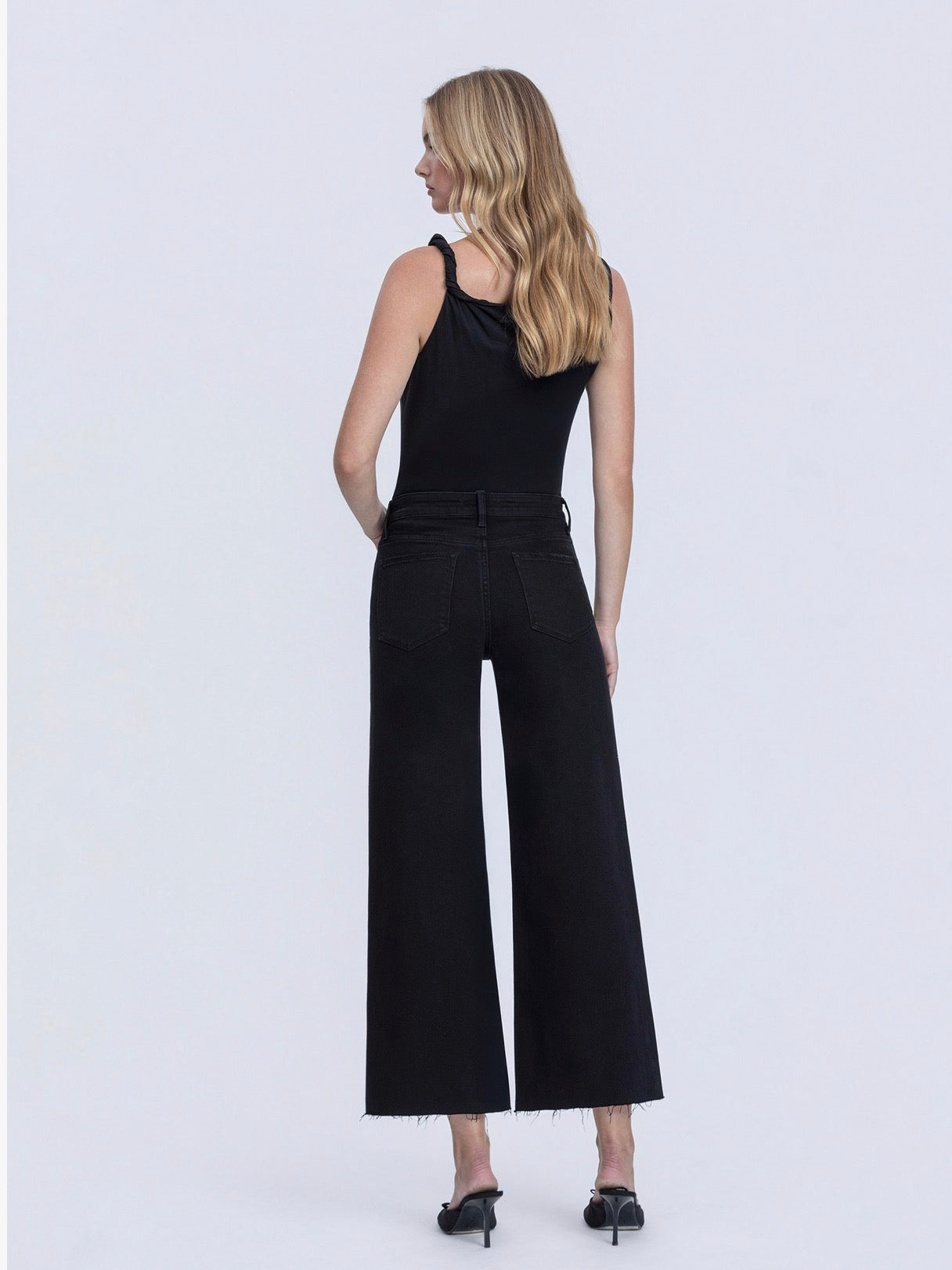 Back To Business Black High Rise Wide Leg Crop Jeans