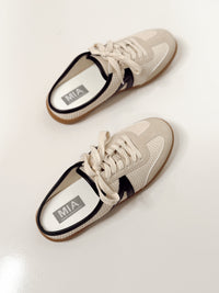 MIA Baron Off White + Black Slip On Mule Sneakers