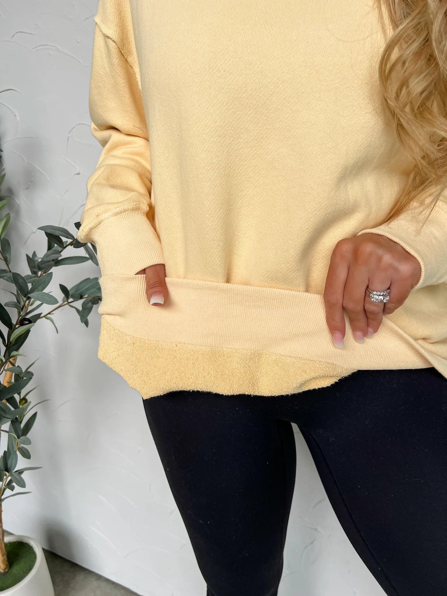 Montauk Mock Neck Oversized Sweatshirt in Yellow