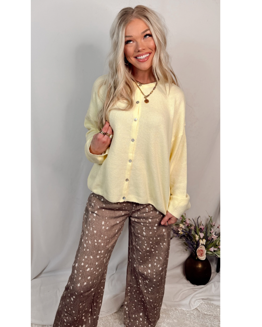 Charlotte Cozy Lightweight Everyday Cardigan in Butter Yellow