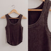 Miley Mineral Wash Ribbed Tank- Black