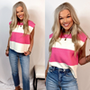 Sierra Striped Cap Sleeve Knit Blouse - Pink