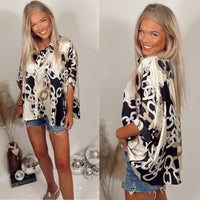 Linked Up Satin Printed Oversized Blouse