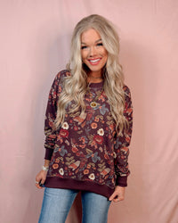 Among The Wildflowers Floral Print Pullover / Top