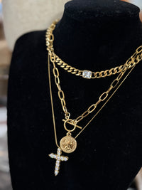 The Holy Grail Gold Chain Pave Cross 19-22" Water Resistant Necklace