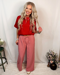 Love Language Essential Basic Knit Top - Red