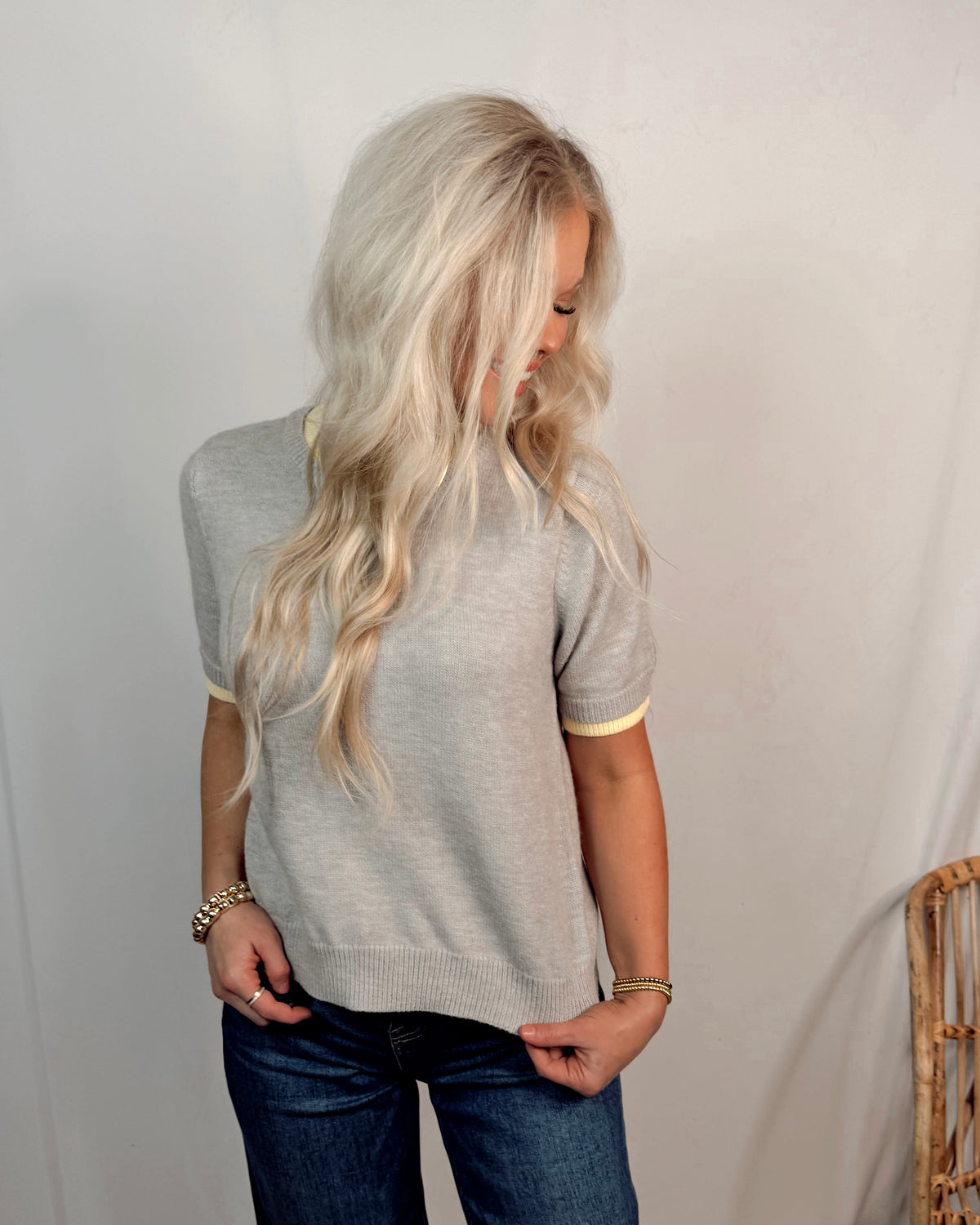 Sunshine On A Cloudy Day Contrast Trim Knit Top