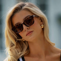 WMP Eyewear - Vivian Polarized Sunglasses - Ember Tortoise / Dark Brown Lens