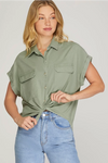 Montego Bay Button Up Collared Blouse