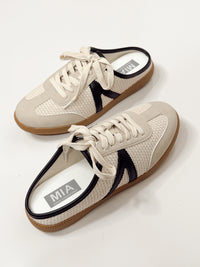MIA Baron Off White + Black Slip On Mule Sneakers
