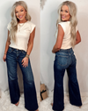 Vegas High Rise Wide Leg Detailed Jeans - Dark