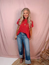 Main Character Mock Neck Knit Top - Red