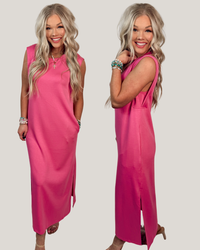 Soft + Chic Cap Sleeve Maxi Dress - Pink