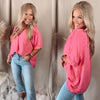 Olivia Oversized Detailed Top- Pink