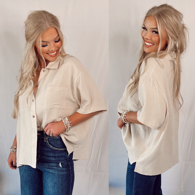 Willow Natural Button Up Top