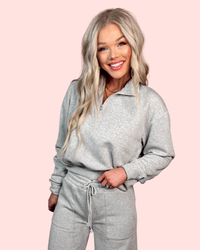 Slow Mornings Half Zip Pullover - Heather Gray