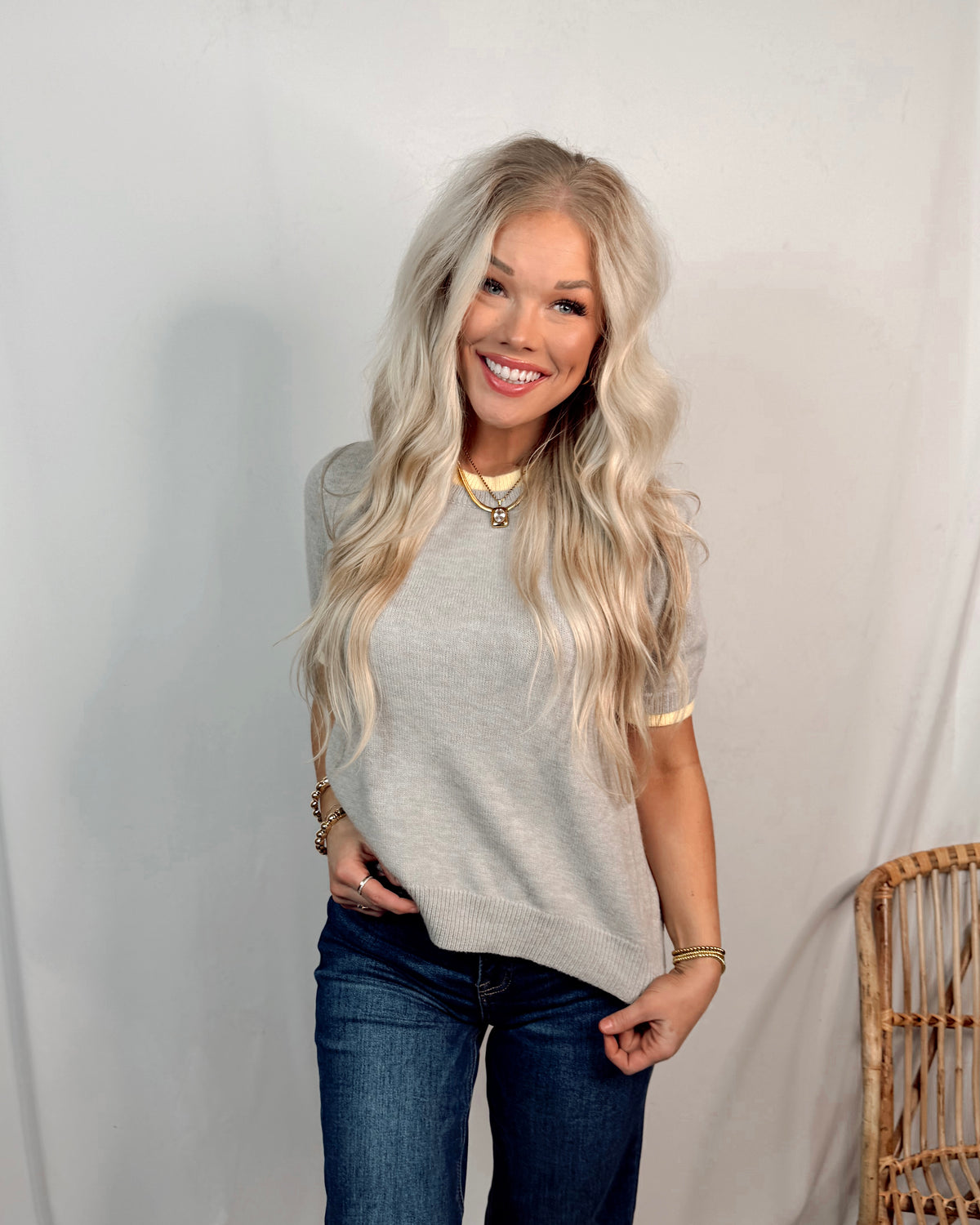 Sunshine On A Cloudy Day Contrast Trim Knit Top
