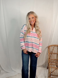 Sugar Plum Lightweight Everyday Cardigan in Pink/Blue