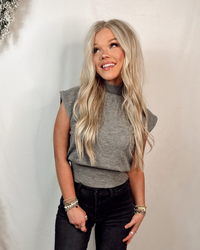 Chelsea Chic High Neck Sleeveless Sweater Top - Charcoal Grey