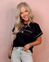 Night & Day Drop Shoulder Contrast Blouse - Black