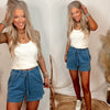 Simple Drawstring Shorts- Blue