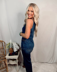 Denim Daydream Sleeveless Button Down Vest - Dark Denim