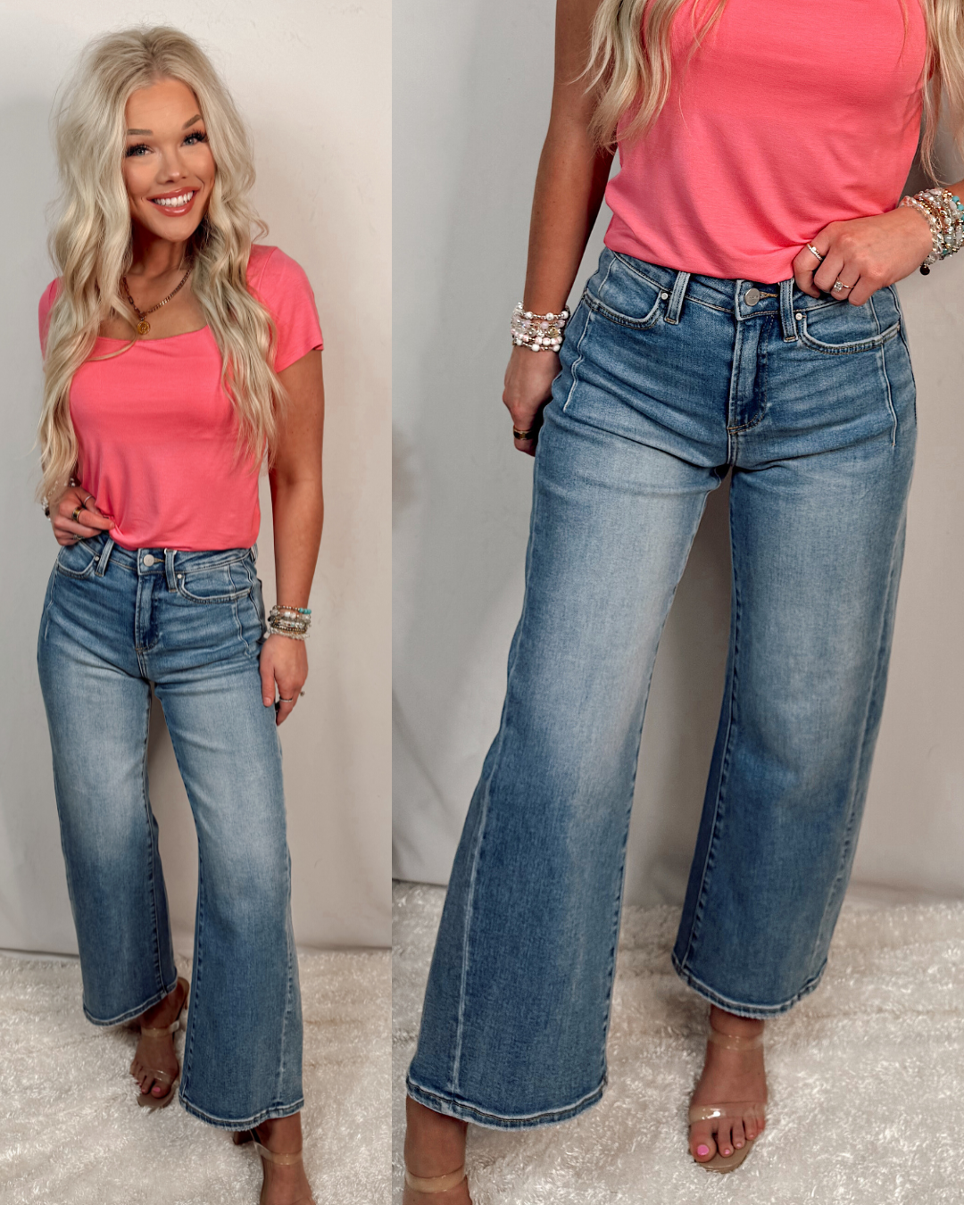 Clean Slate High Rise Cropped Slim Barrel / Wide Leg Jeans - Light Wash