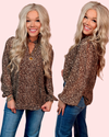 Made For Me Metallic Gold Speckled Leopard Blouse