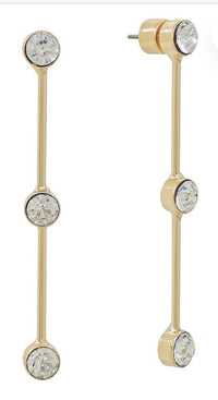Triple Shine Linear Gold Dangle Earrings