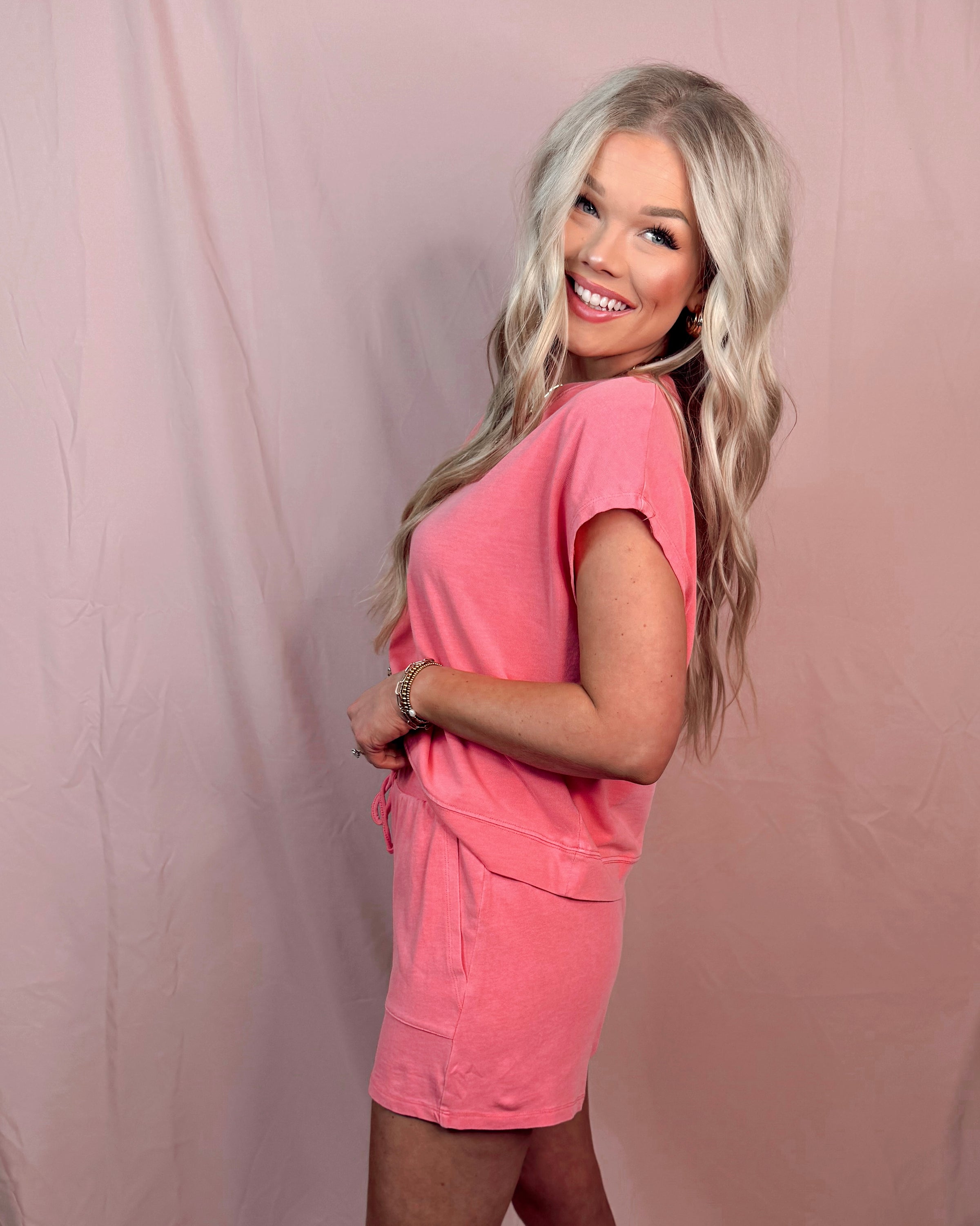 Cotton Candy Calm 2 Piece Lounge Set - Taffy Pink