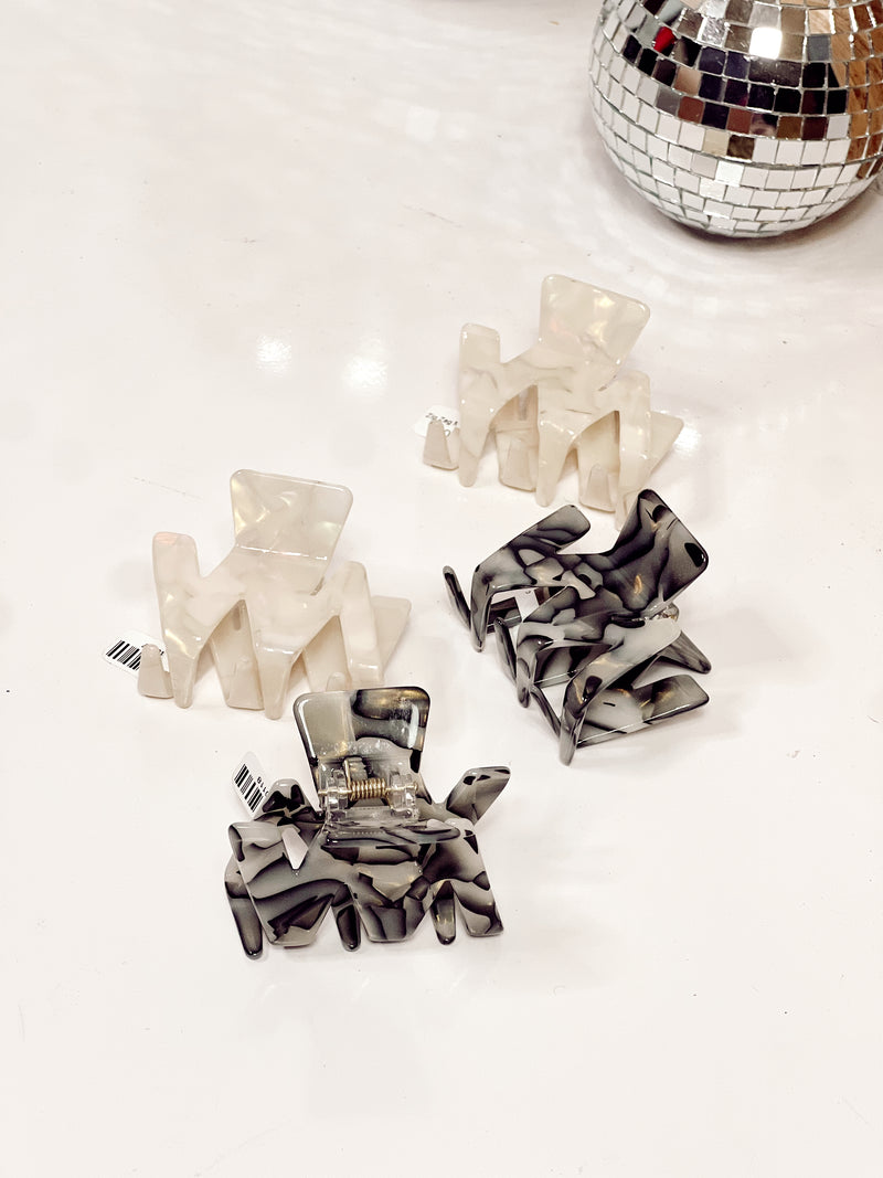 Zig Zag Marble Claw Clips