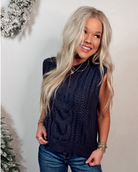 Cabin Cozy Cable Knit Sweater Vest / Top