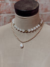 Sweetheart Luster Heart Pearl Necklace - Gold