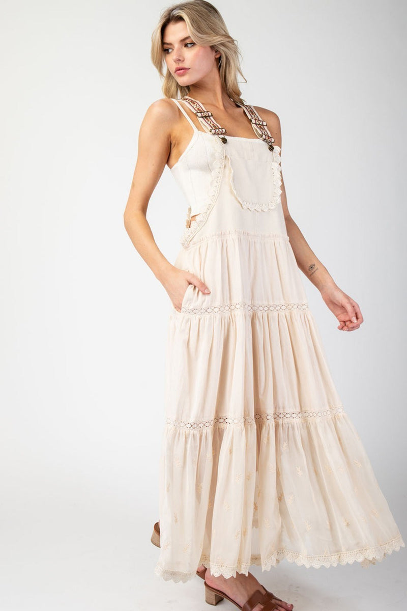 Stevie Lace Detailed Overall Dress