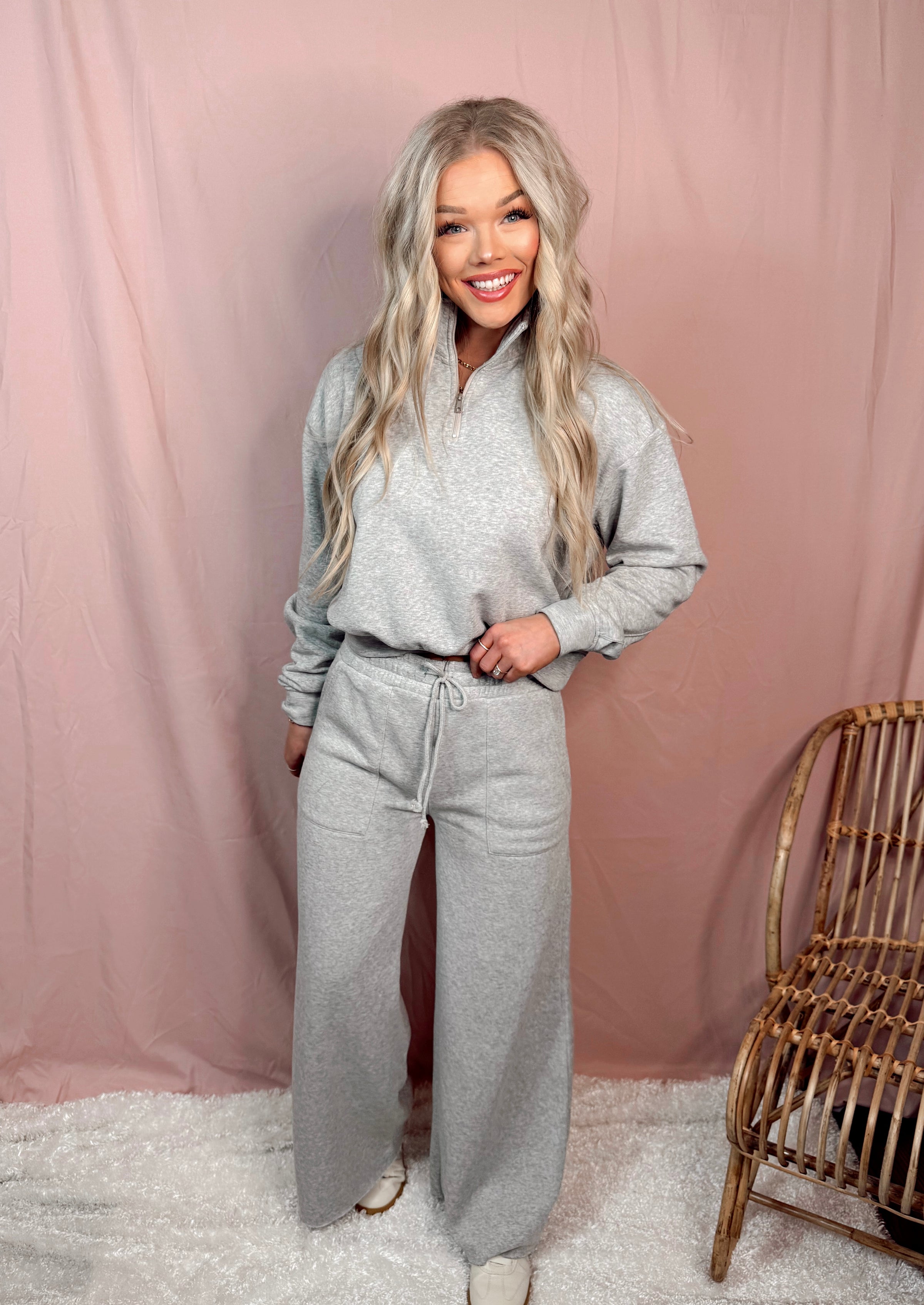 Slow Mornings Half Zip Pullover - Heather Gray