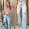 Hanna High Rise Wide Leg Distressed Jeans