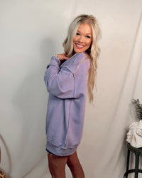 Montauk Mock Neck Oversized Sweatshirt in Lavender