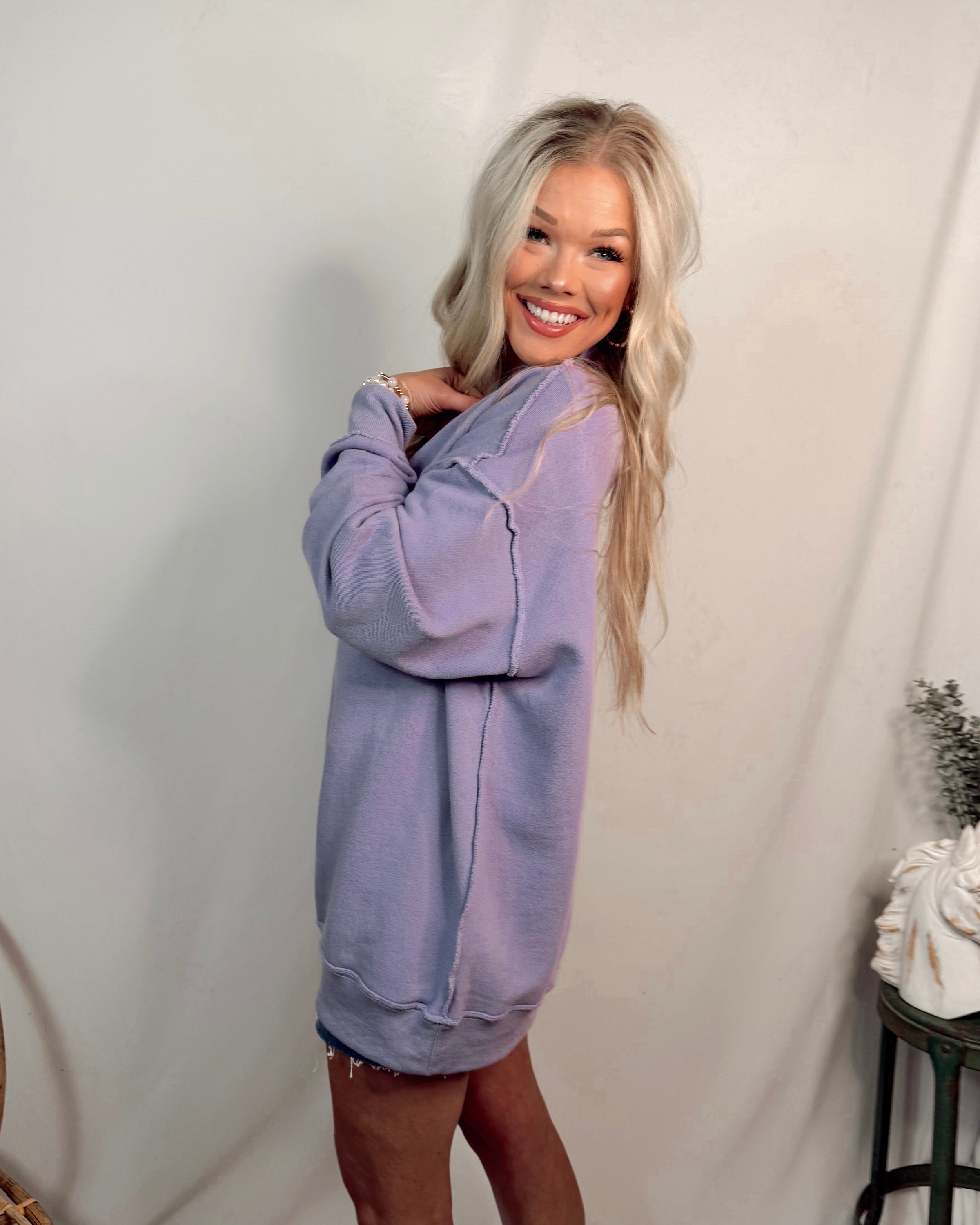 Montauk Mock Neck Oversized Sweatshirt in Lavender