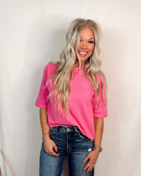 Crush Hour Knit Short Sleeve Top - Bubble Gum Pink