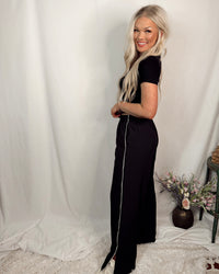 Finish Line Contrast Piping Drawstring Pants - Black