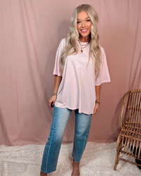 Soft Spoken Essential Mineral Wash Oversized Tee - Soft Pink